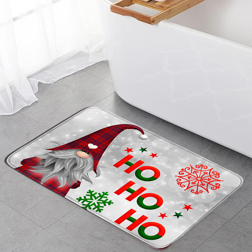 Christmas Non-Slip 3 PCs Bath Rugs Sets Toilet Lid Cover Toilet Mat Bathroom Decor