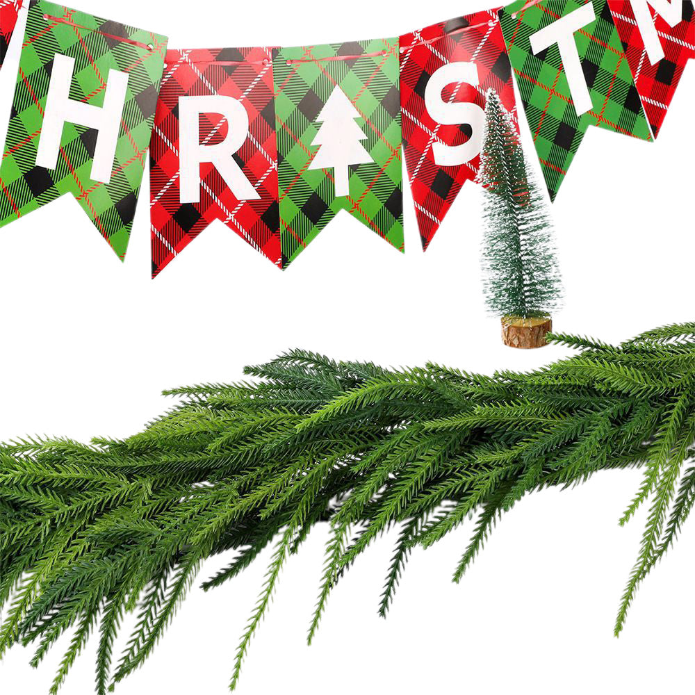 Christmas Faux Pine Garland Rattan Greenery Garland for Home Fireplace Decor
