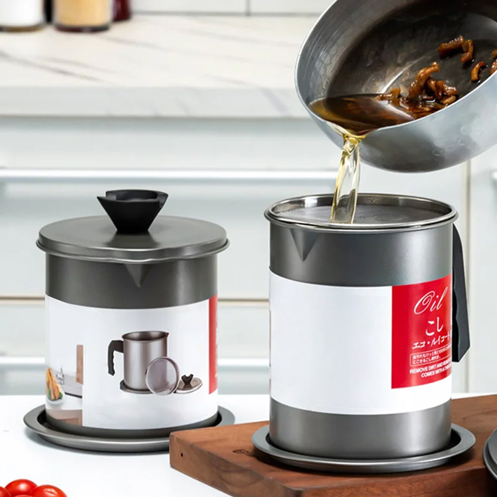1.4L/1.7L Stainless Steel Oil Container with Strainer