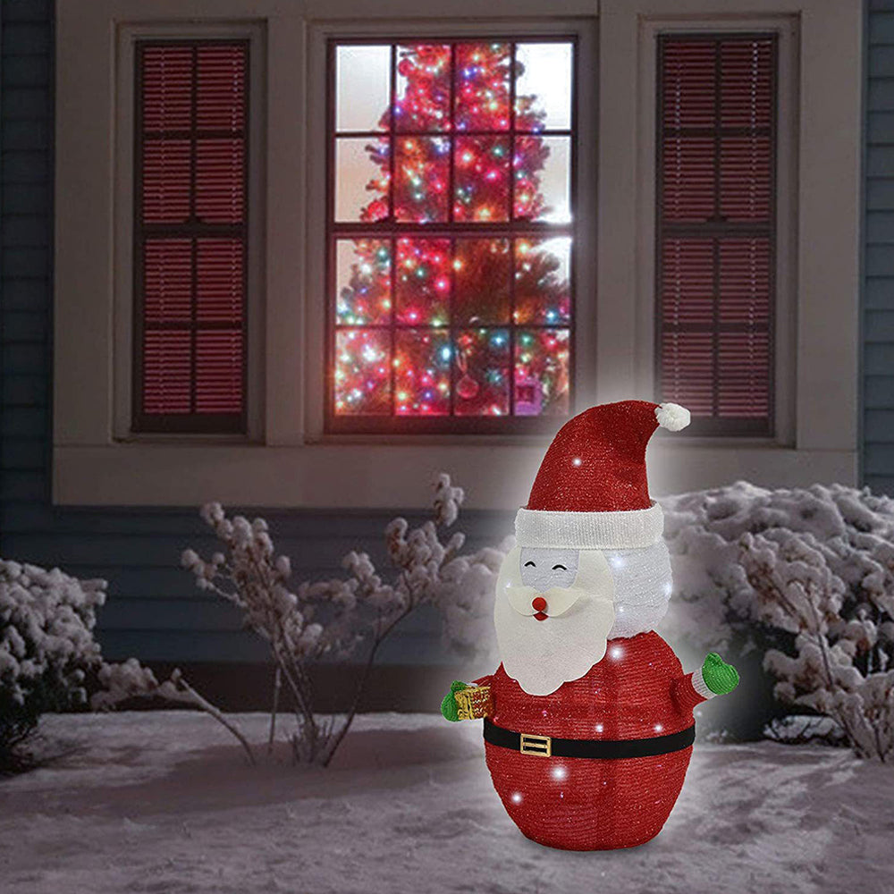 Christmas Yard Sign with Stakes Light Up Yard Sign Indoor Outdoor Decor-Santa