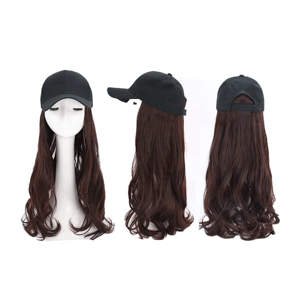 Fashion Adjustable Long Curly Wavy Wig Baseball Hat For Women