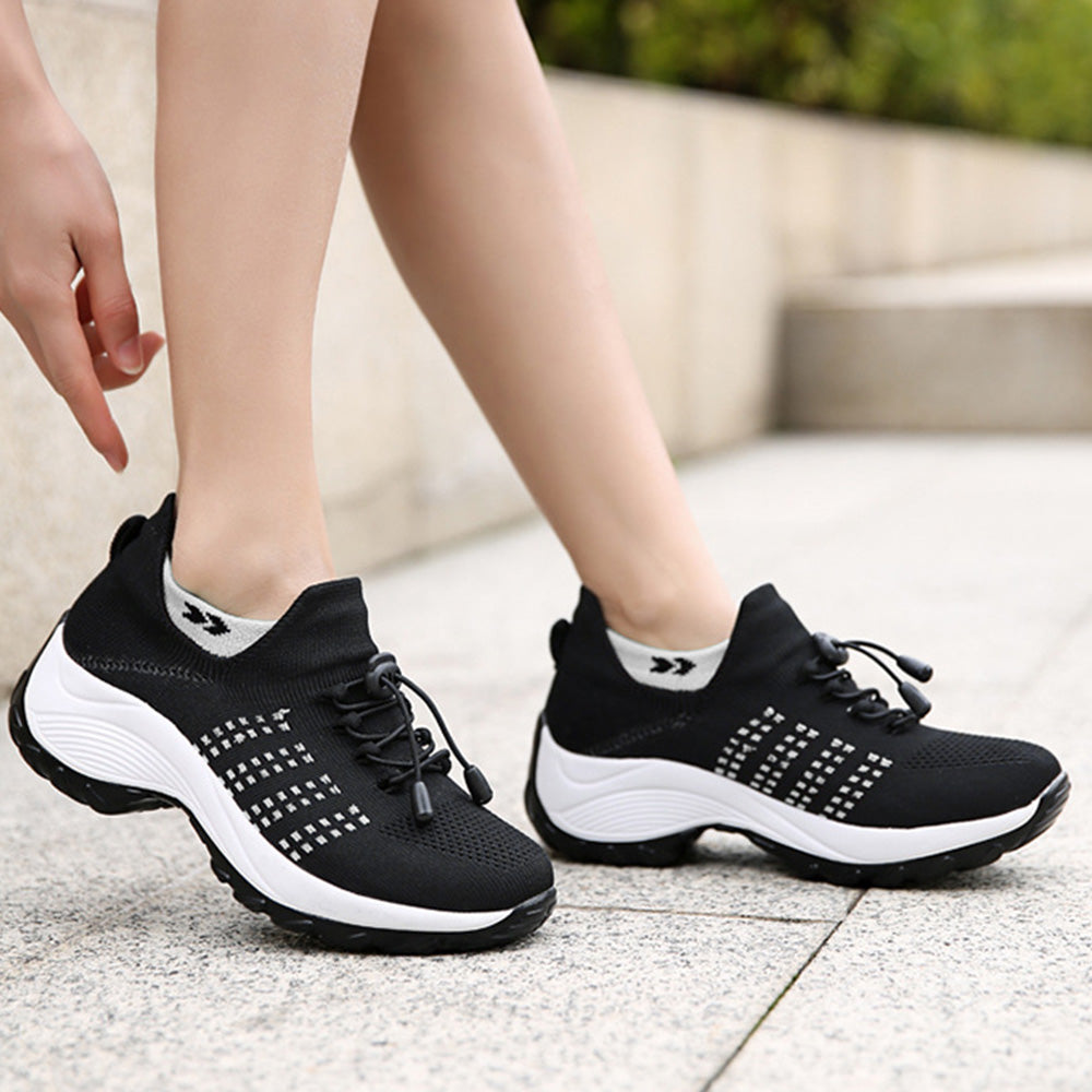 Breathable Stretch Mesh Slip On Walking Sneakers for Men and Women-White