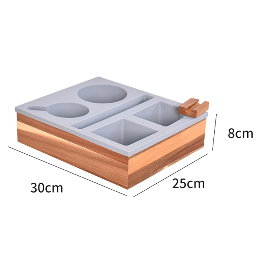 Handy Silicone Bamboo Couch Cup Snack Storage Tray with Rotatable Phone Holder