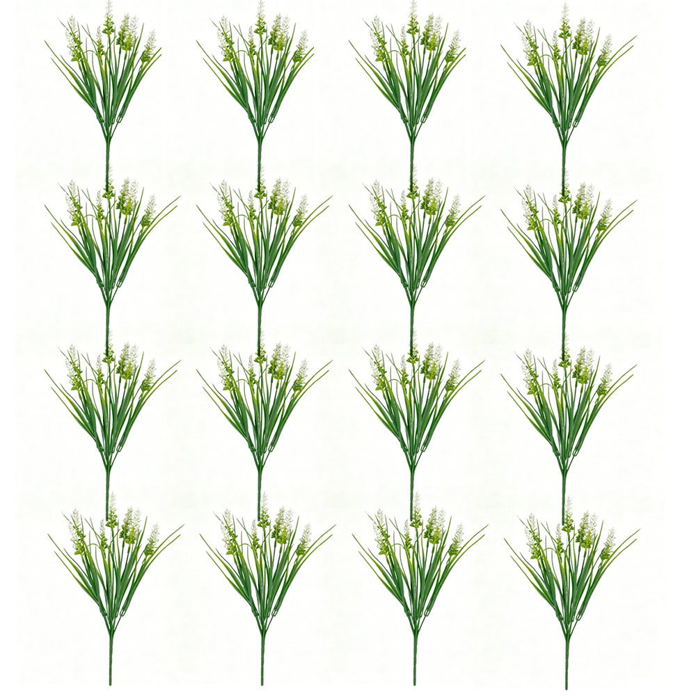 16Pcs Artificial Plants Outdoor Fake Lavender Realistic Plastic Faux Plants for Balcony Patio