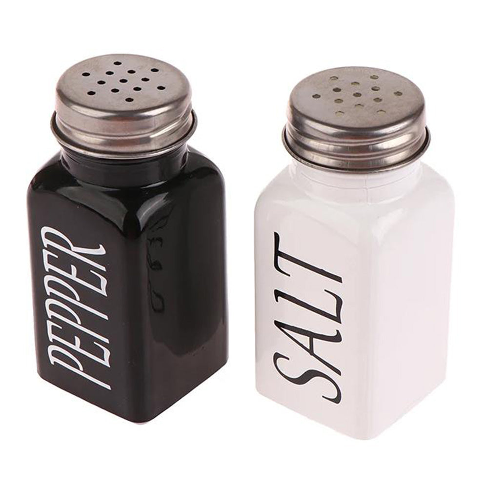2Pcs Kitchen Salt and Pepper Shakers Set with Stainless Steel Lids for Restaurants