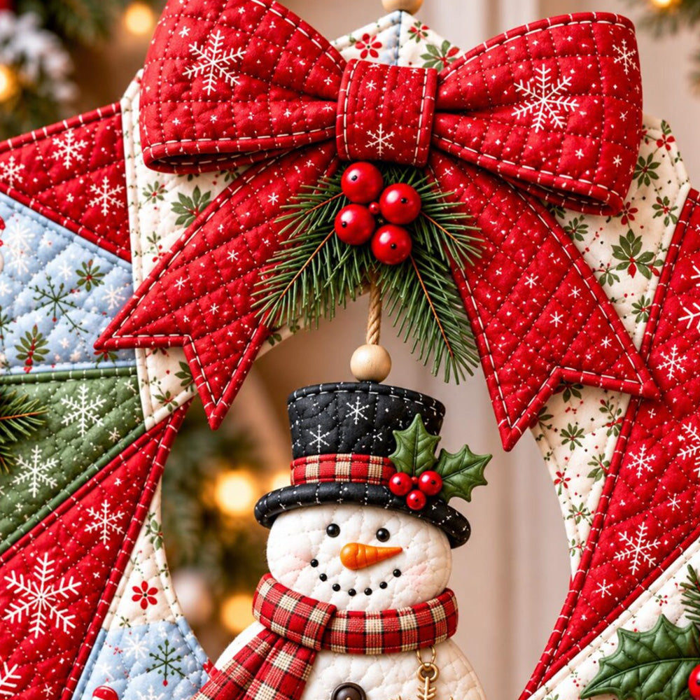Christmas Quilted Wreath DIY Sewing Kit with Precut Fabric for Door Decor