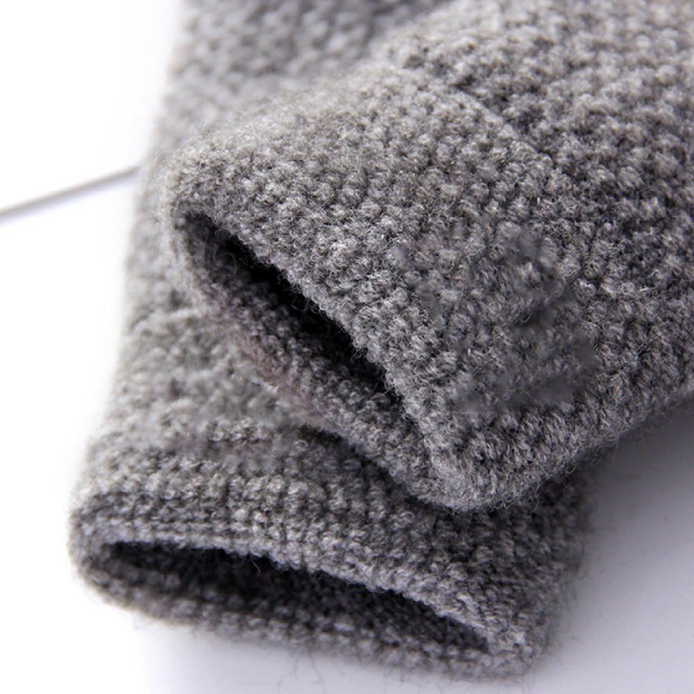 Winter Faux Alpaca Wool Thermal Men Knitted Half-Finger Gloves