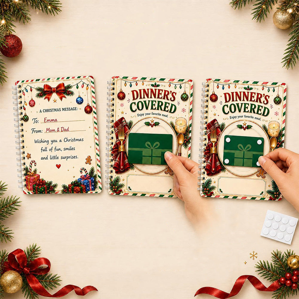 DIY Christmas Gift Card Book with Spiral Binding and Handwritten Notes