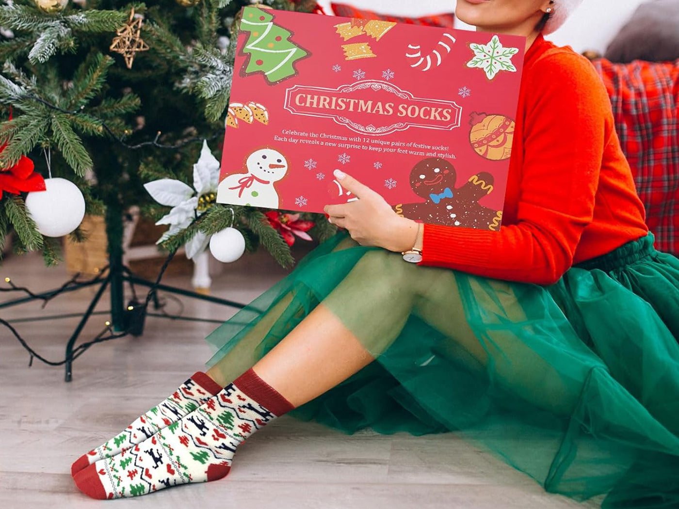 12 Pairs Christmas Sock Advent Calendar Blind Box 24 Days Countdown Calendar