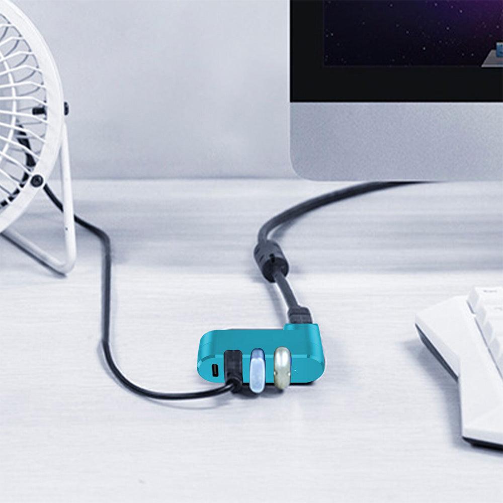 4-Port USB 3.0 Hub 180-Degree Rotating USB Splitter for Laptop Car