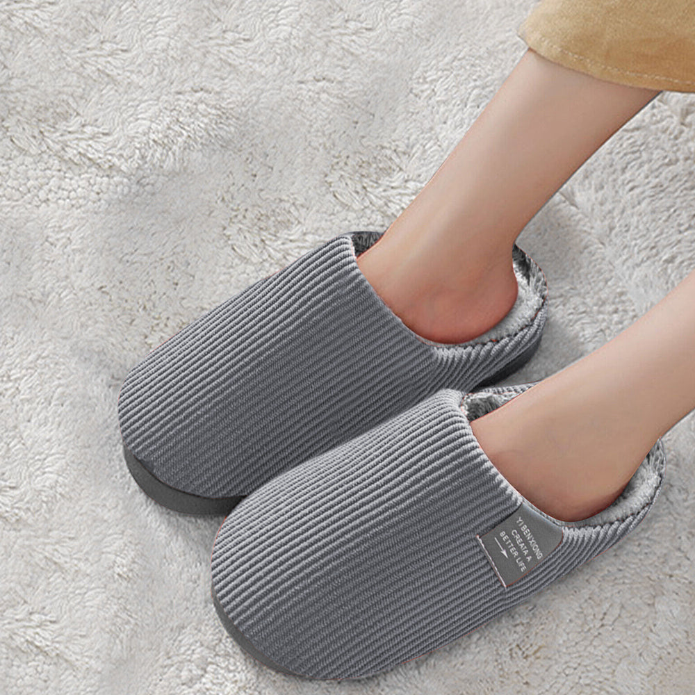 Unisex Winter Slipper Warm Plush Lined Anti-Slip Home Indoor Slippers