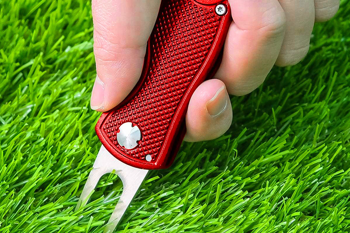 2PCS Golf Divot Repair Tool Putt Alignment Ball Marker Pop-up Fork Tine