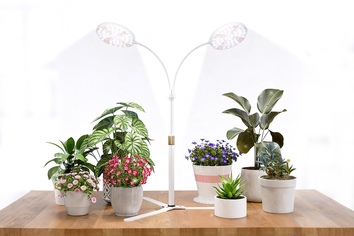 LED Grow Light Dual Head Full Spectrum Adjustable Plant Lamp for Indoor Plants