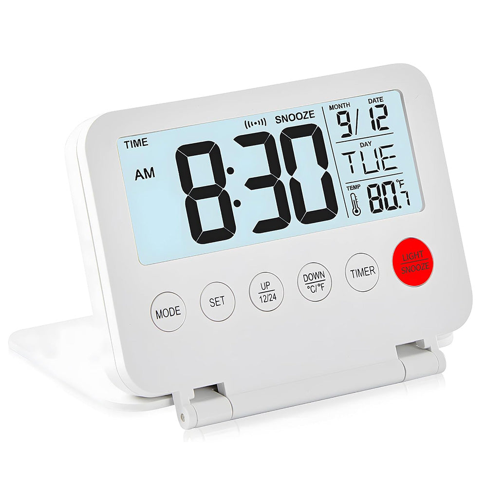 LED Digital Alarm Clock Large Display Desk Clock Foldable