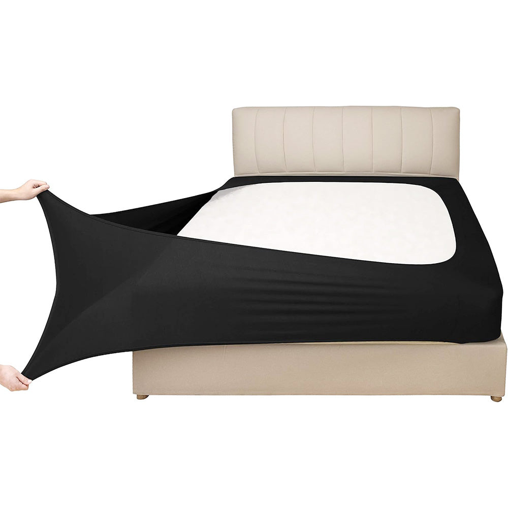 Elastic Box Spring Cover Stretchy Wrap Around 4 Sides Bed Skirt for Hotel Home