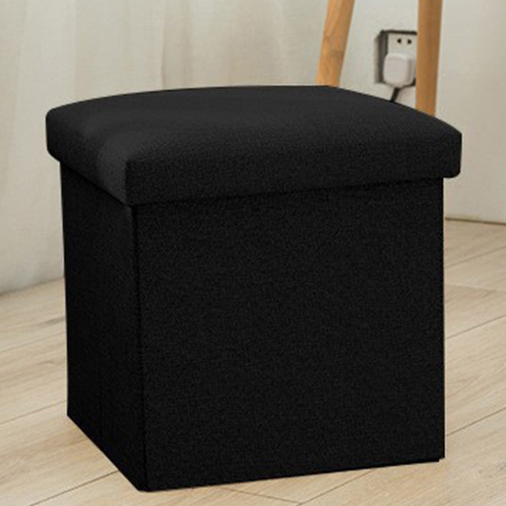 Foldable Storage Ottoman Shoe Bench with Thick Foam Lid-Black