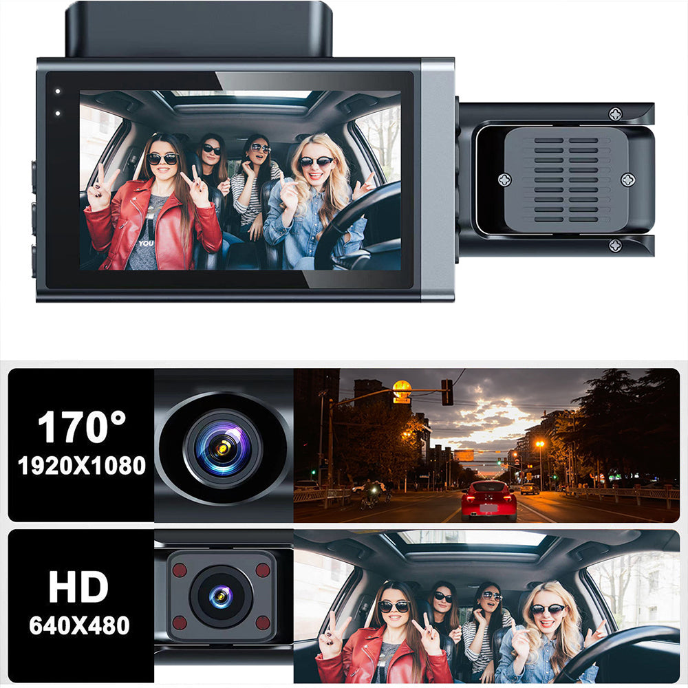 WiFi HD 1080P Night Vision Gravity Sensor Dash Cam-Front+ Inside Camera