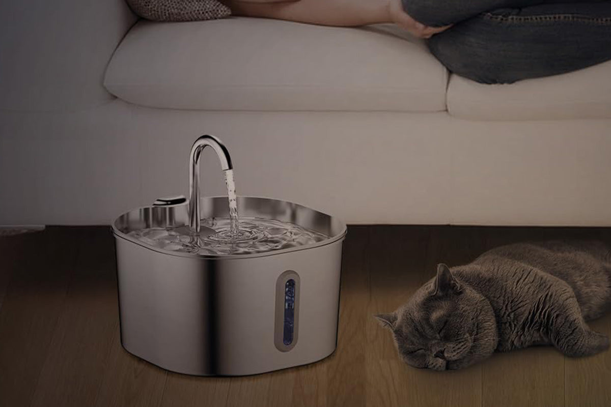 Automatic Pet Water Fountain USB 2.2L Stainless Steel for Cats and Small Animals