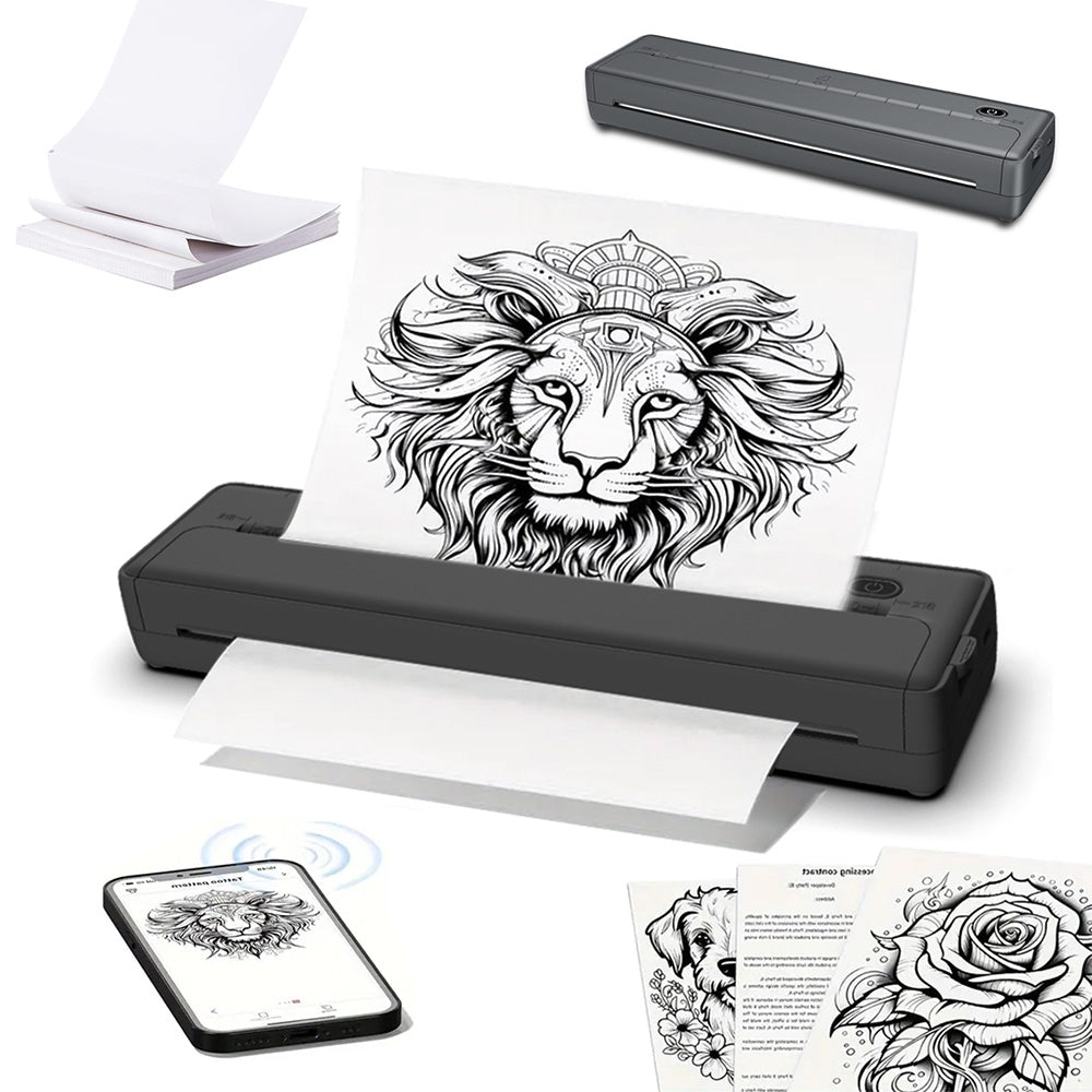 Wireless Bluetooth Portable A4 Thermal Mobile Printer with 100Pcs Thermal Paper
