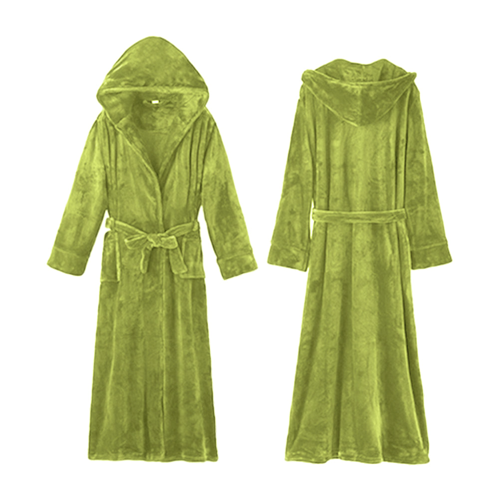 Winter Long Flannel Hooded Bath Robe