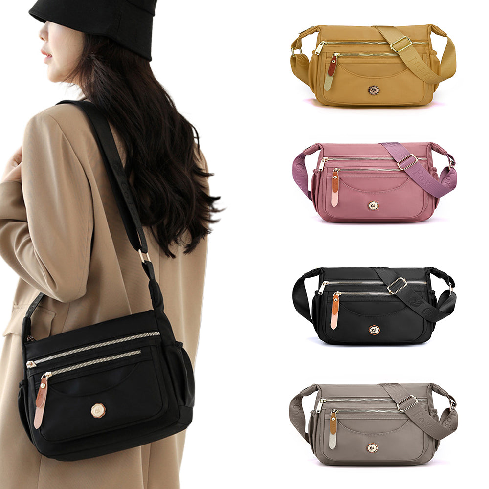 Multi-Pocket Splash-Proof Nylon Crossbody Shoulder Bag