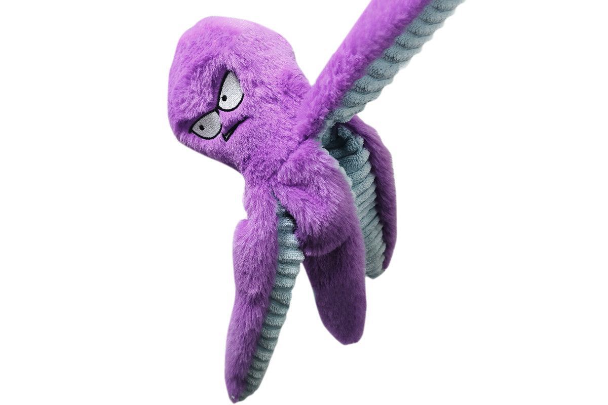 Interactive Plush Squeaky Dog Toy with Crinkle Tentacles for Medium & Large Dogs