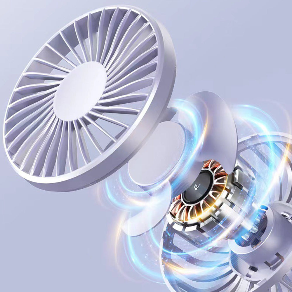 Digital Display Handheld Fan with 5 Speeds USB Portable Fan with Lanyard and Phone Holder Base