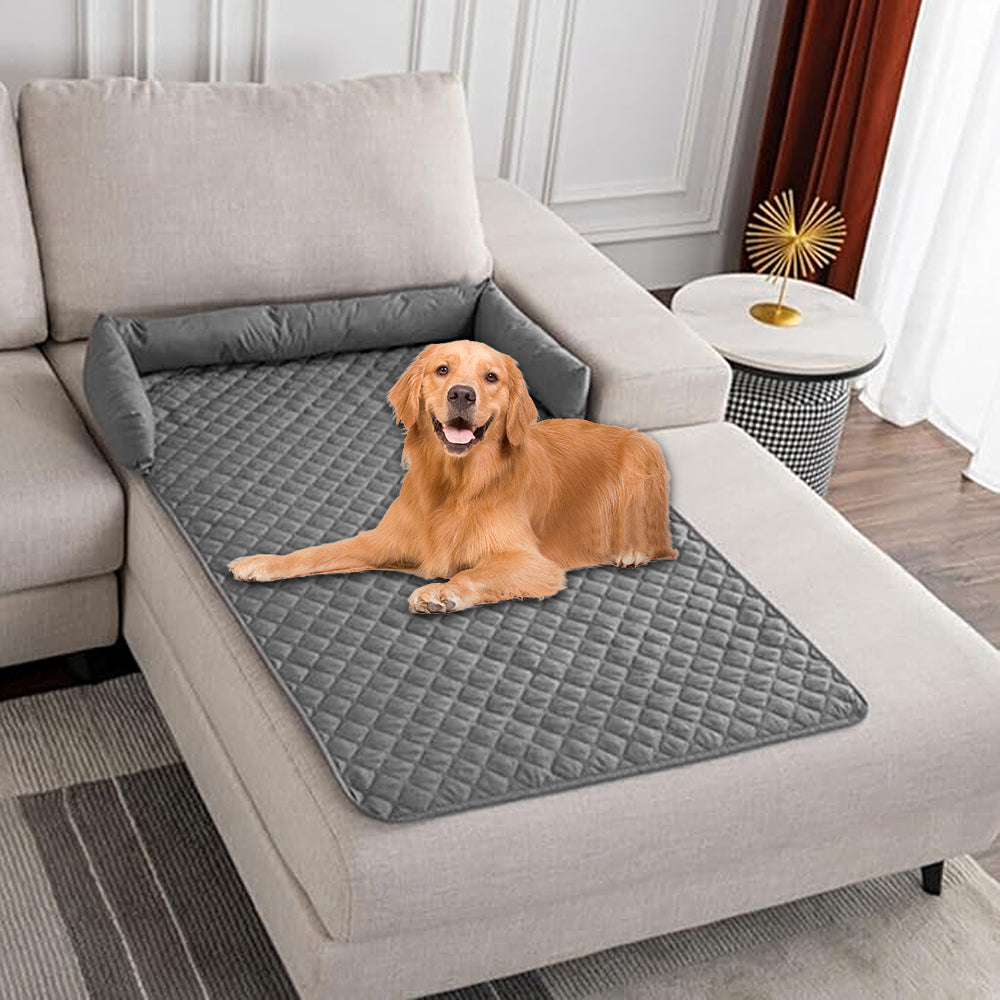 Plaid Water-resistant Sofa Pet Blanket Mat with Pillow