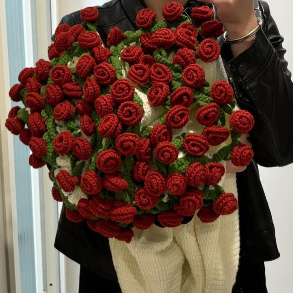 Crochet Rose Bouquet Throw Blanket Handmade-Style 1