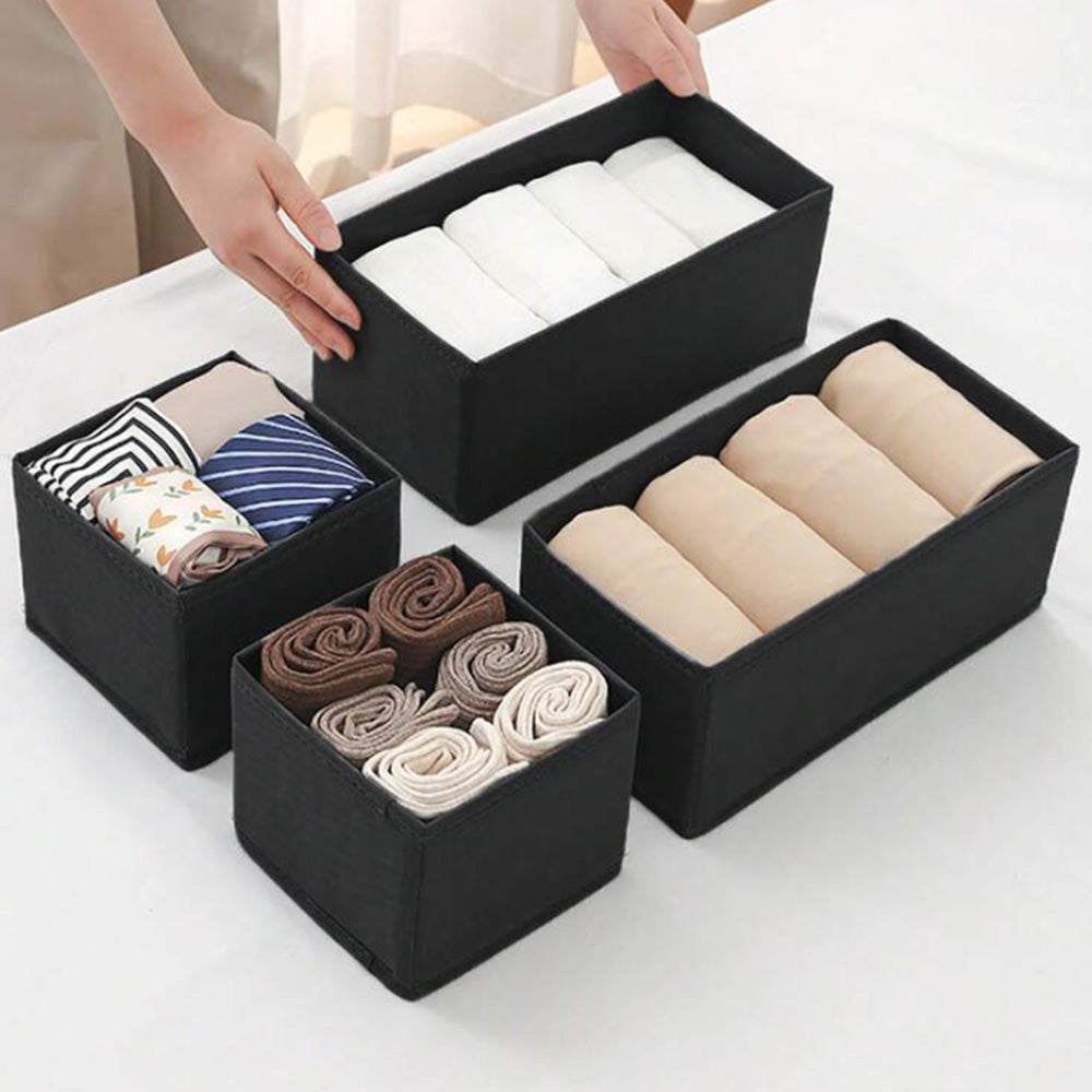 6 Piece Foldable Nonwoven Drawer Organizer Bins in 3 Sizes with Zippers