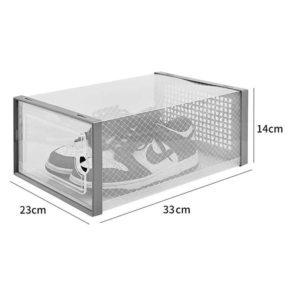 2 Pcs Clear Stackable Shoe Boxes Plastic Sneaker Containers for Closet Under Bed