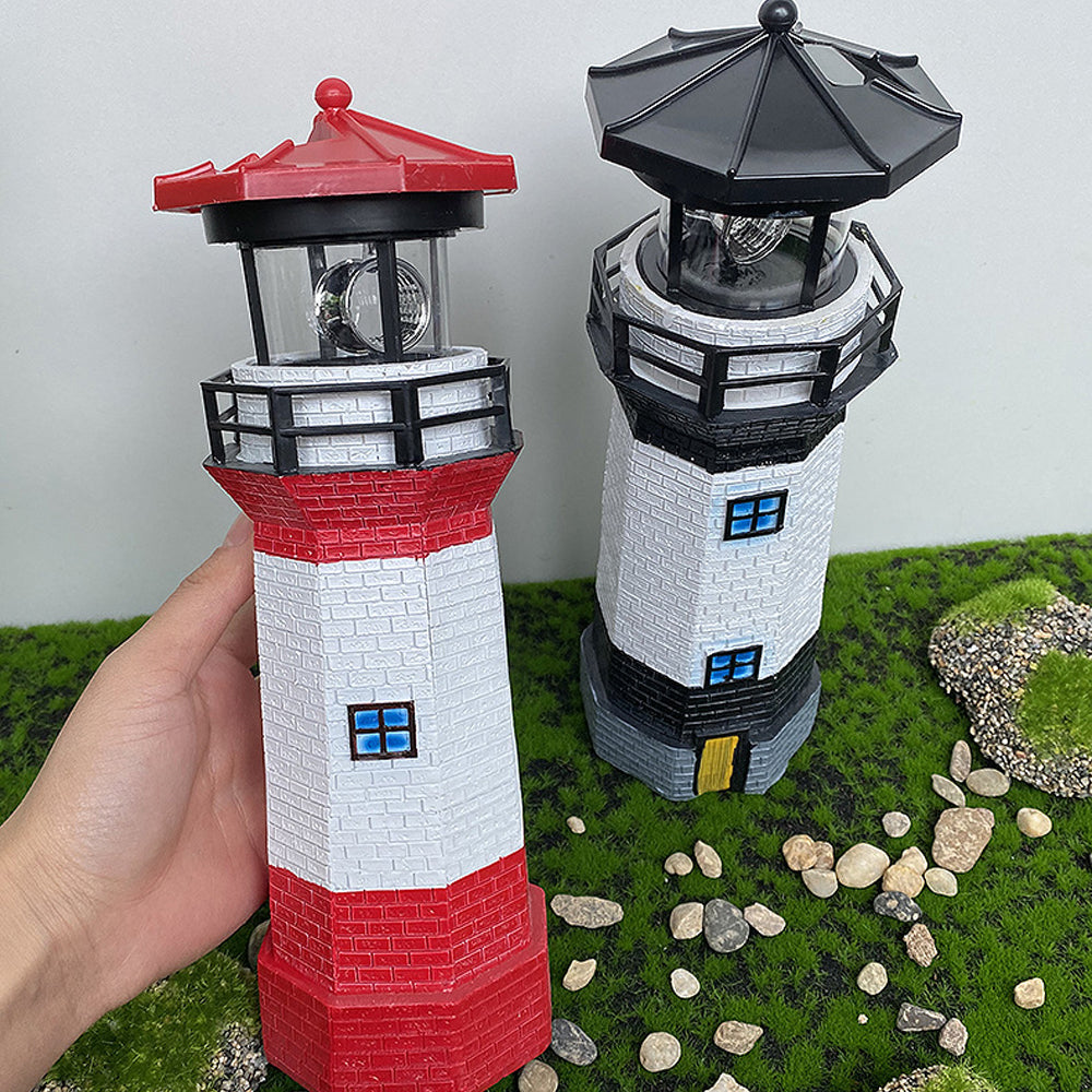 LED Outdoor Solar Lighthouse with Rotating Beacon