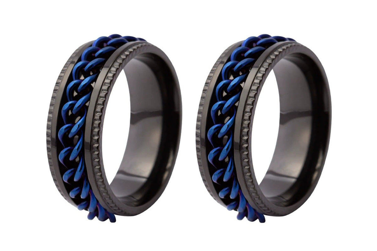 Fidget Rings Anxiety Spinner Rings Stainless Steel Chain Rings-Silver