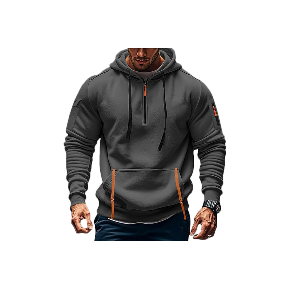 Fleece Hooded Sweatshirt Casual Hoodie for Men-Dark Grey