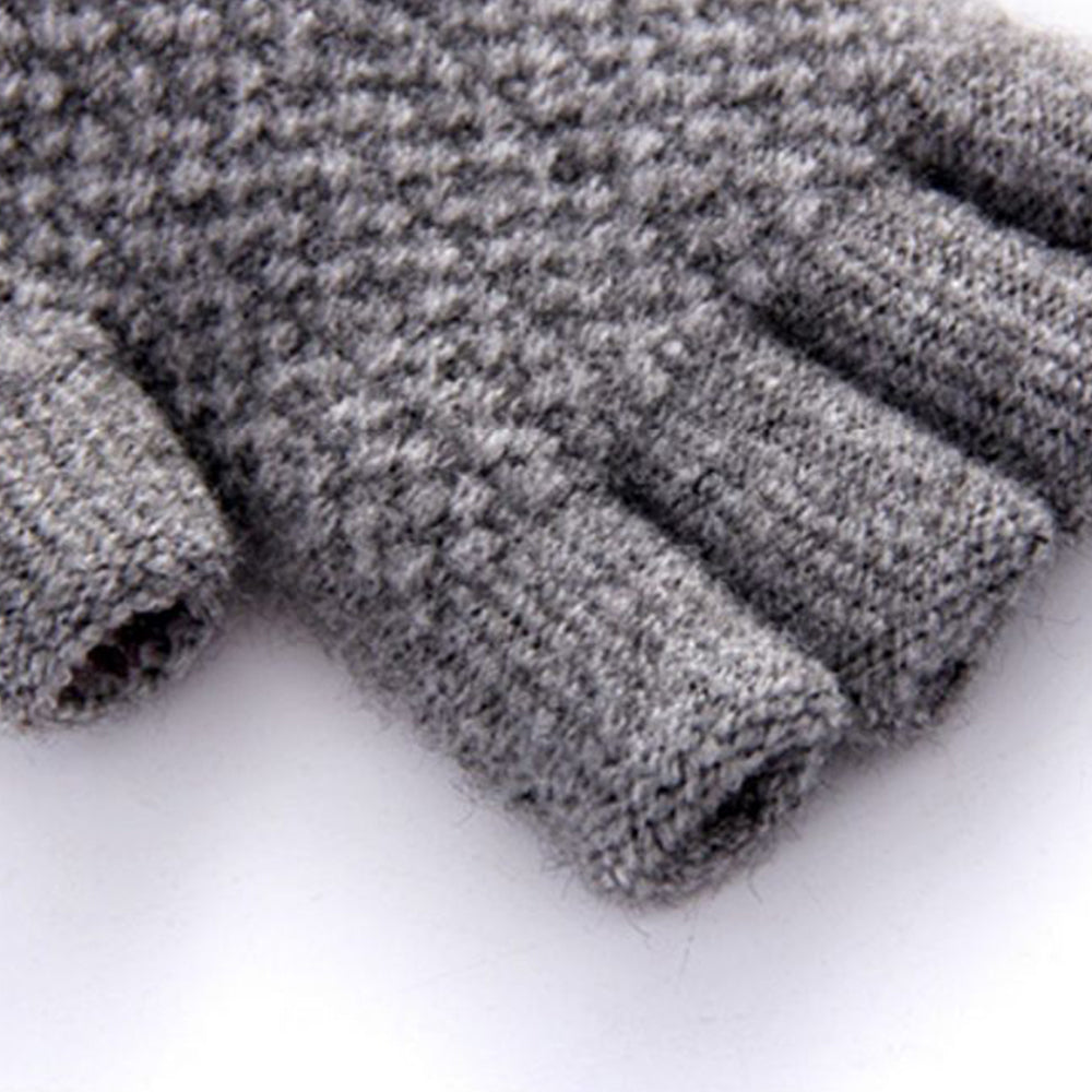 Winter Faux Alpaca Wool Thermal Men Knitted Half-Finger Gloves