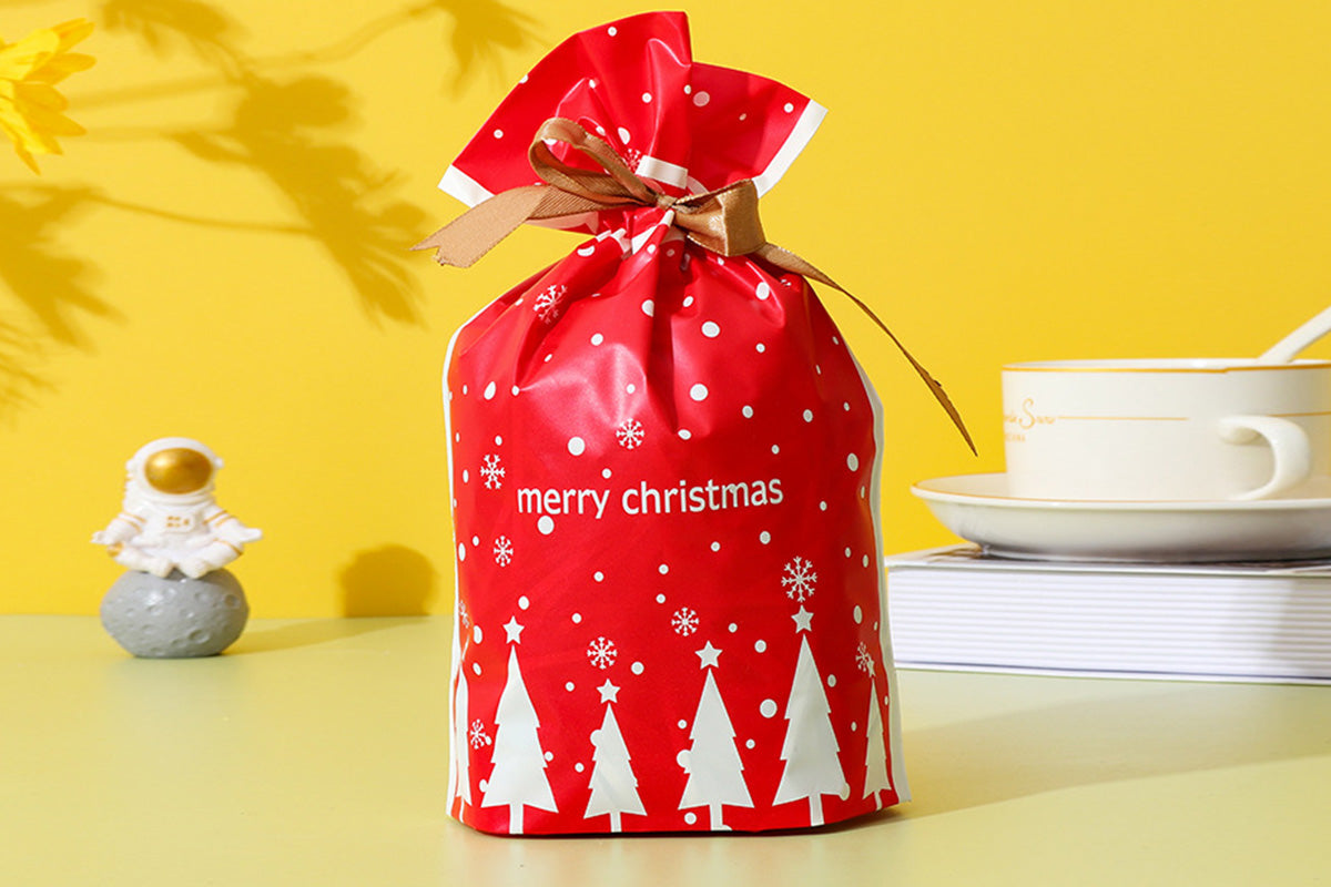 50Pcs Christmas Candy Treat Bags Gift Wrapping Drawstring Bags for Holiday Party