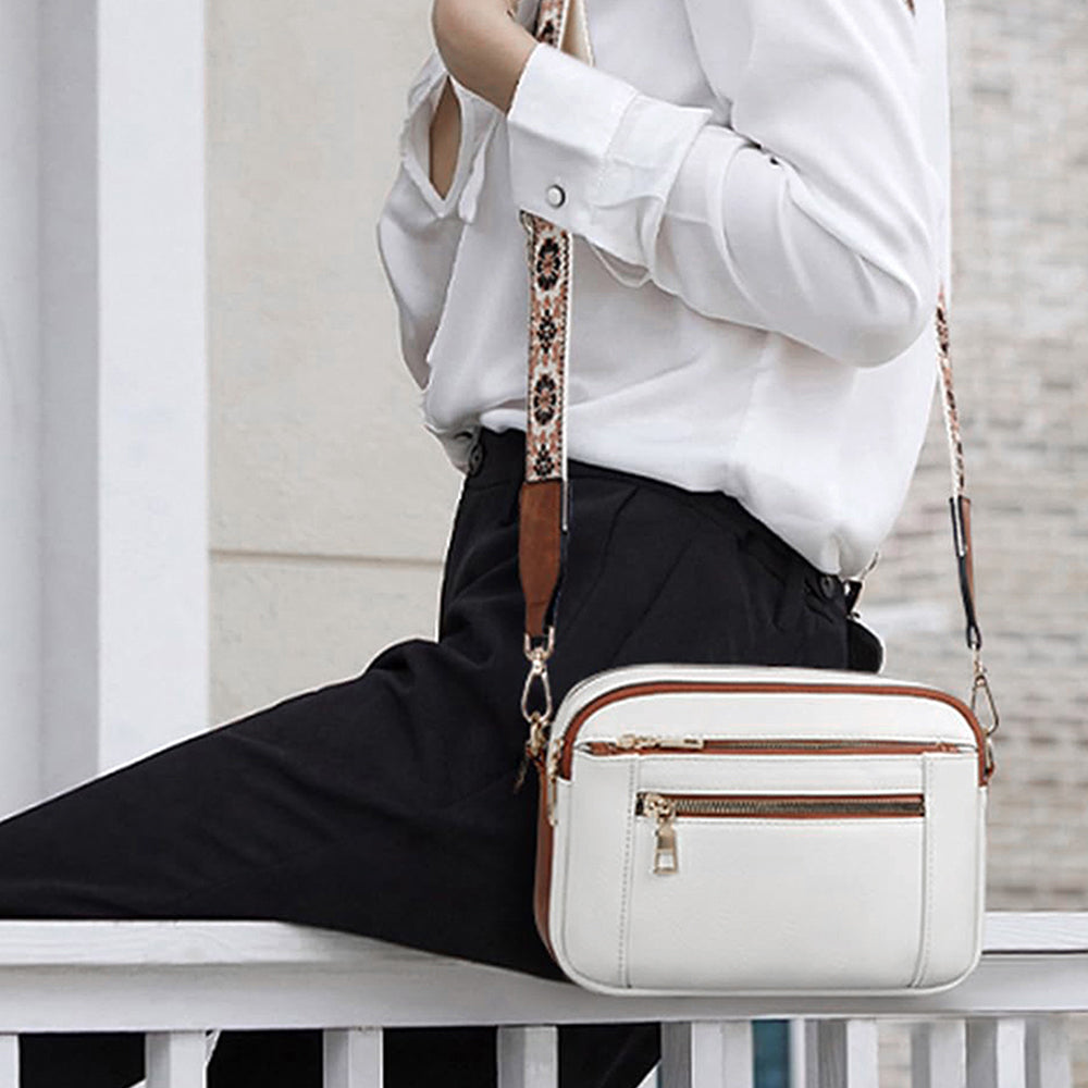 Women Shoulder Bag Cross Body Messenger Handbag with Wide Strap