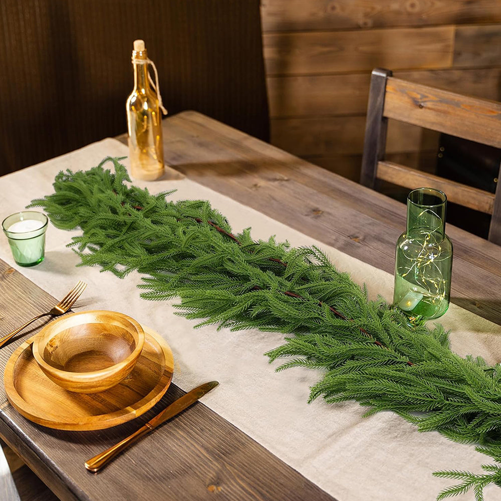 Christmas Norfolk Pine Garland Greenery Garland for Home Decor Fireplace