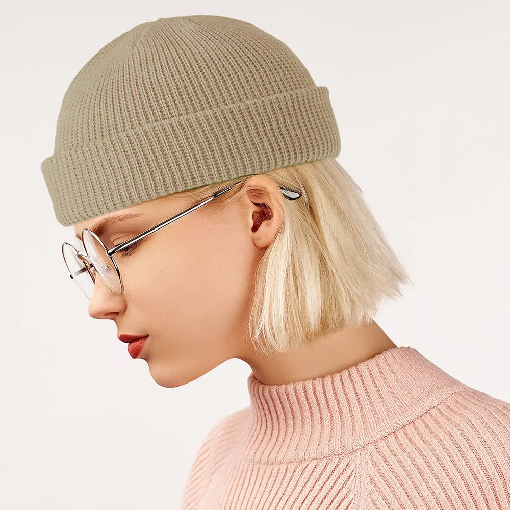 Winter Warm Fisherman Beanie Roll Up Edge Hat