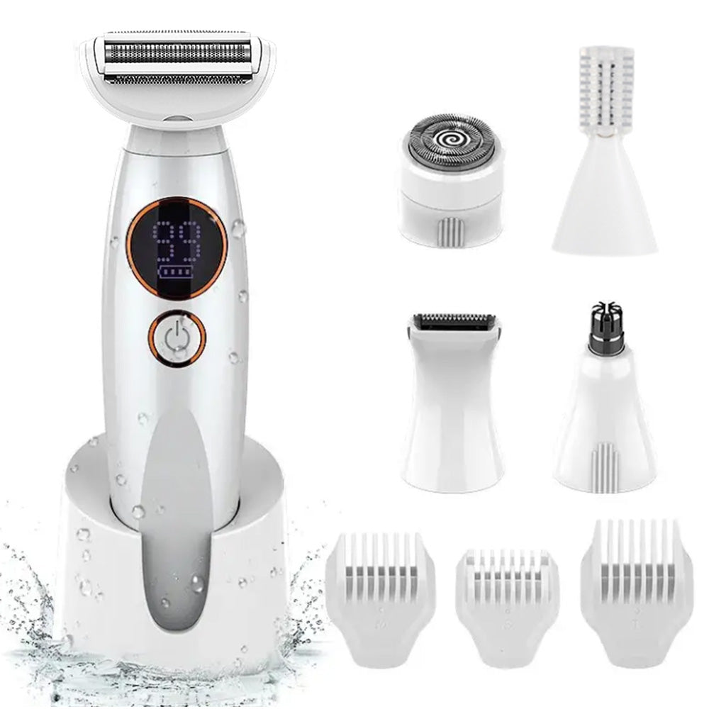 5 in 1 Lady Shavers for Women Bikini Trimmer with LED Display for Underarm Legs