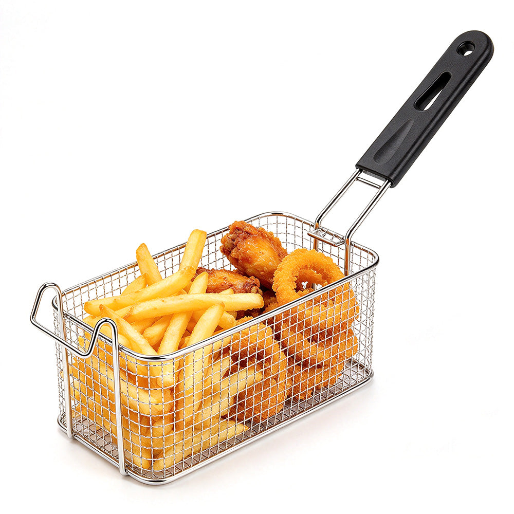Stainless Steel Deep Fryer Basket with Removable Handle and Hanging Design