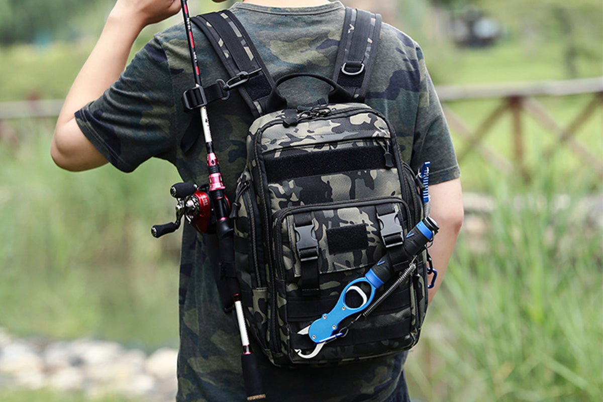 Fishing Tackle Backpack With Rod Holder Outdoor Shoulder Fishing Gear Bags