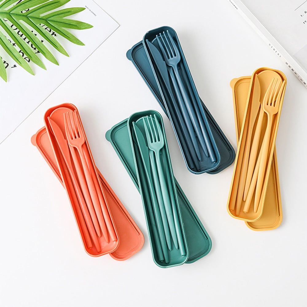Reusable Travel Utensils Set with Case Portable Knife Fork Spoons Cutlery Set