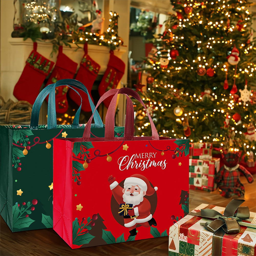 24Pcs Nonwoven Christmas and Halloween Handled Gift Shopping Bags