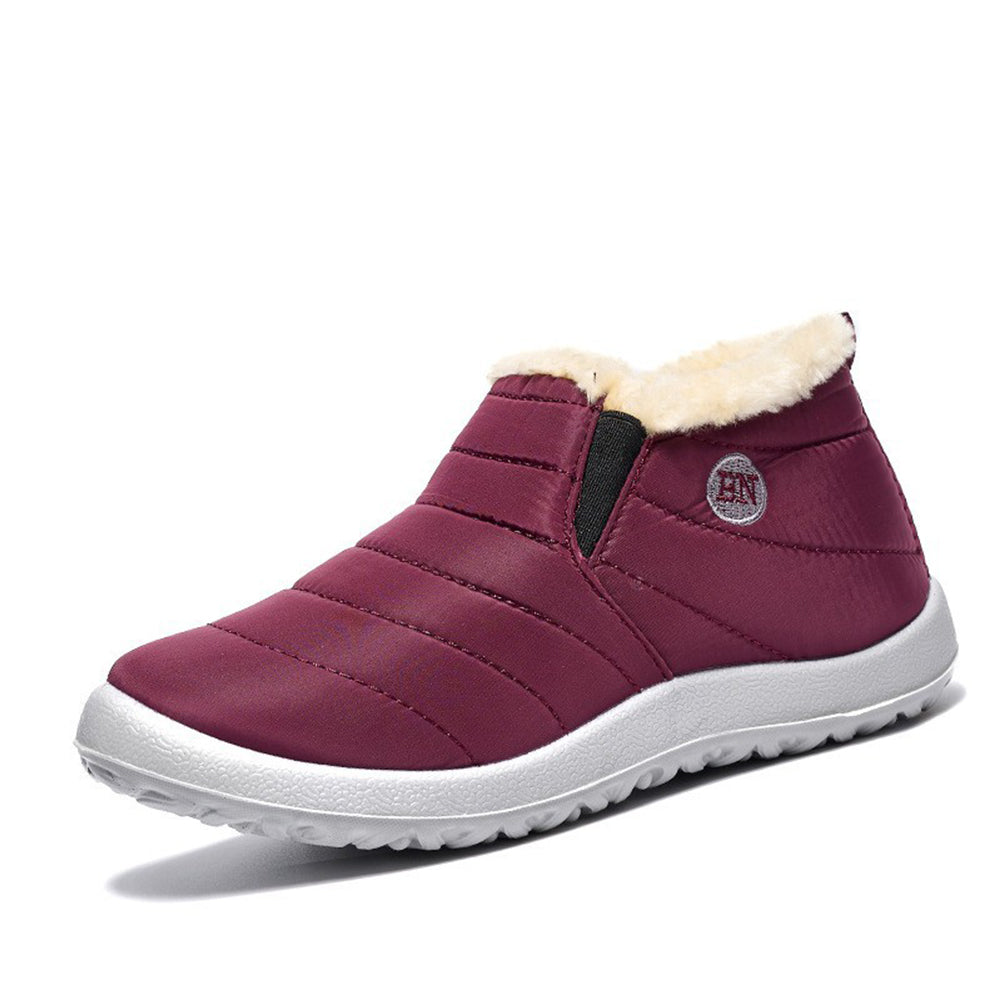 Women Water Resistant Warm Slip-On Shoes with Non-Slip Sole-Red