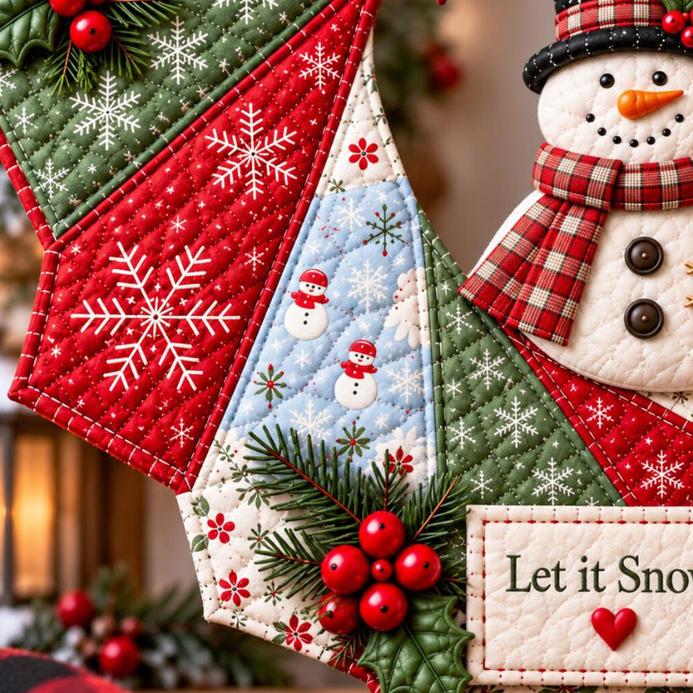 Christmas Quilted Wreath DIY Sewing Kit with Precut Fabric for Door Decor