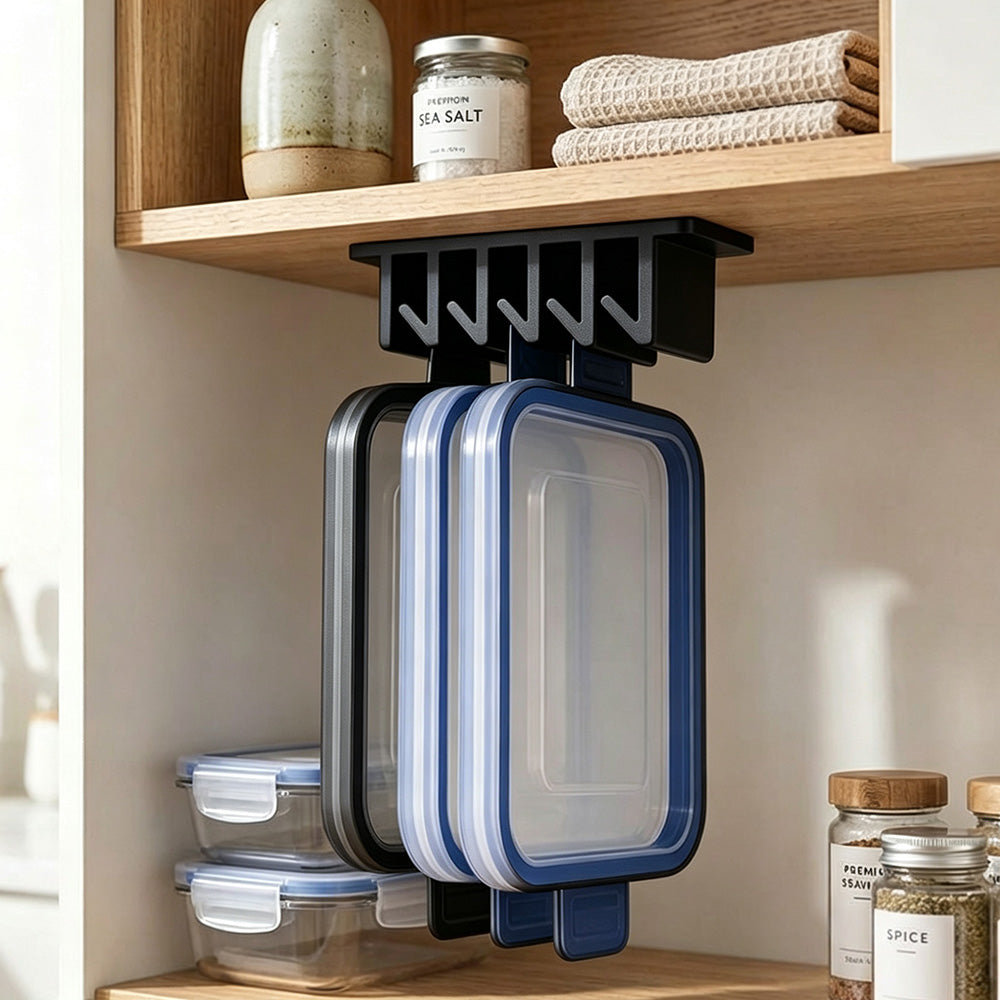 2 Pcs Under Shelf Lid Organizer Slide In for Kitchen Cabinet Storage-Style 1