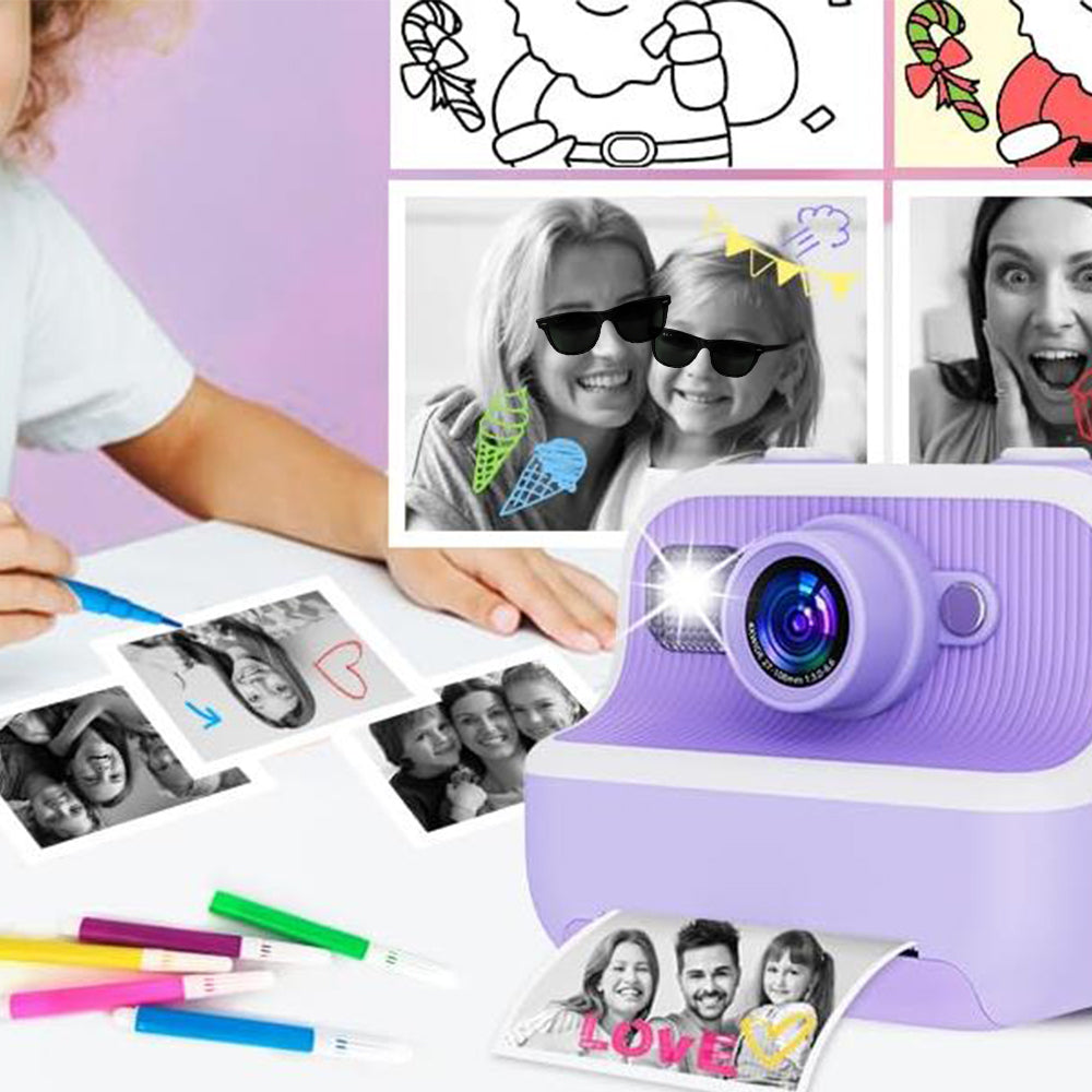 Kids Instant Print Camera Zero Ink Print Photo Camera with 32G TF Card