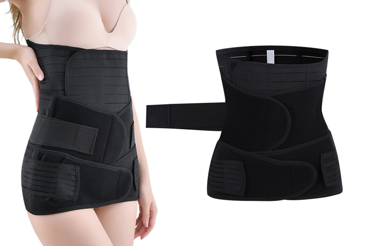 3 in 1 Postpartum Belly Band Waist Shapewear Recovery Girdle After Birth Support-Black