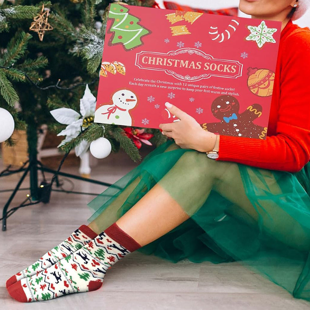 12 Pairs Christmas Sock Advent Calendar 24 Days Countdown Calendar